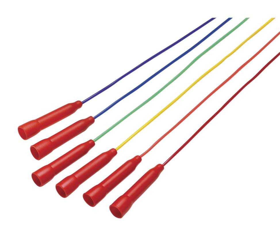 Image for Sportime Jump Ropes, 7 Feet, Assorted Colors, Red Handles, Set of 6 from School Specialty